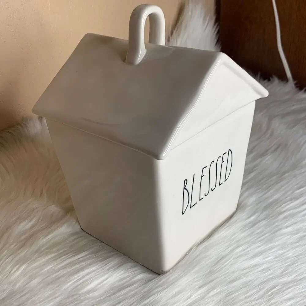 Rae Dunn BLESSED House Cookie Jar Canister